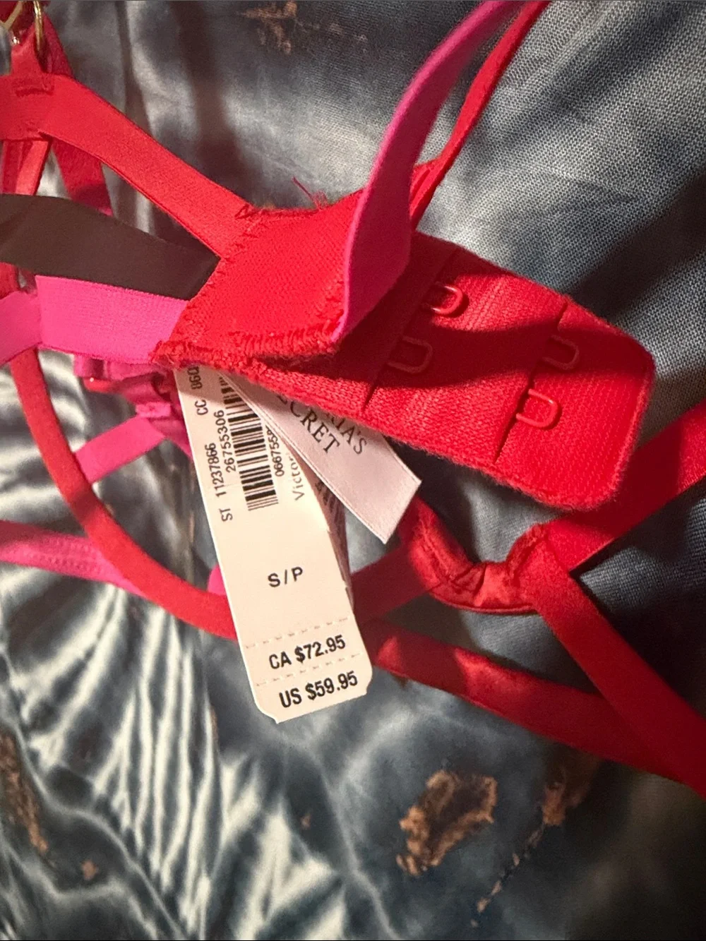 Victoria Secret Red & Pink Strappy Heart Cutout Bra